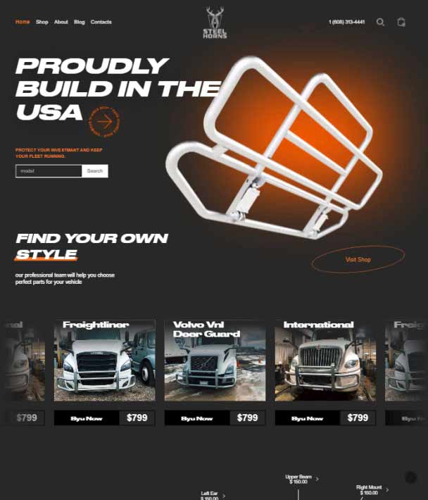 Website «StillHorn» manufacturer of protective grilles for trucks